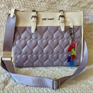 VIRAL Rare Betsey Johnson XOLILA Heart Quilted Purple Gummy Bear tote
